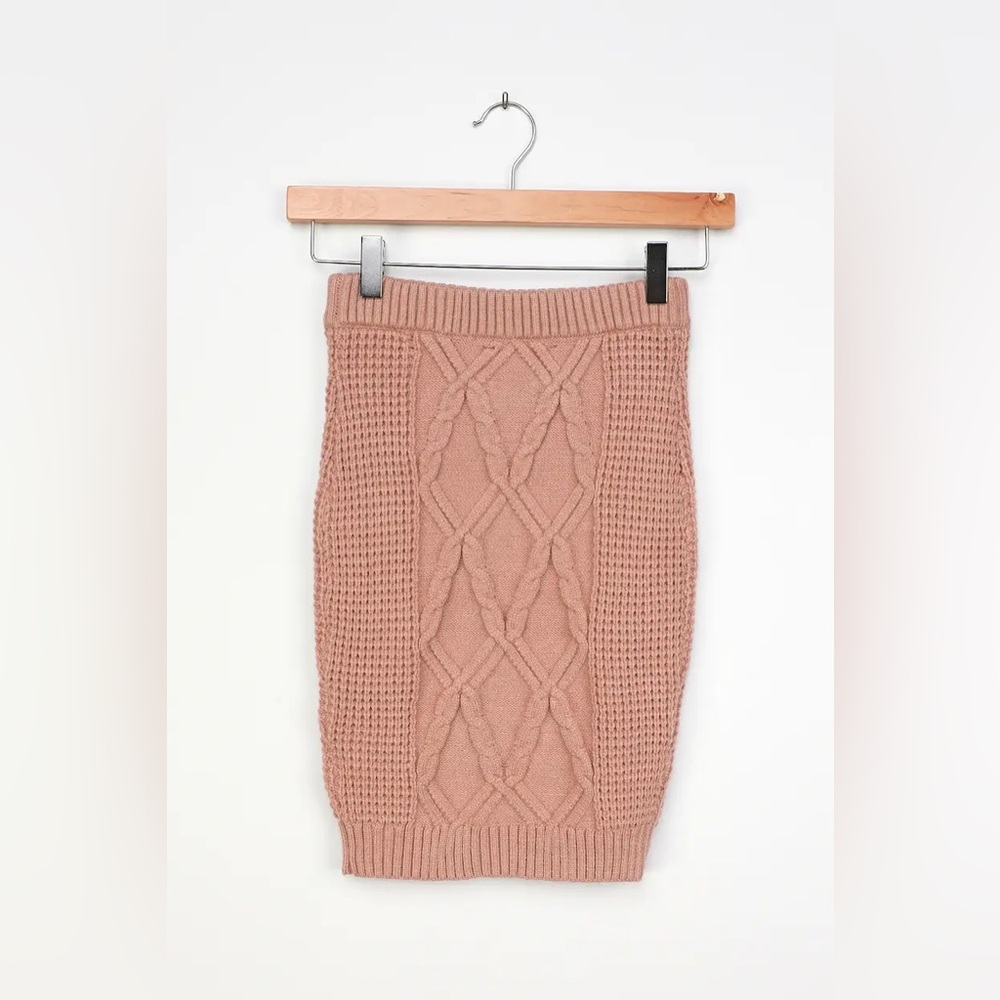 Lulu's Blush Pink Cable Knit Sweater and Skirt Two Piece Set - Picture 14 of 16